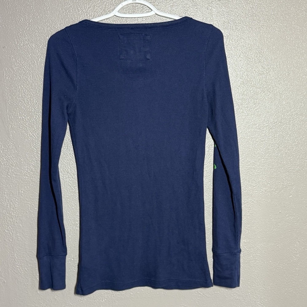 Vintage Aeropostale Womens Y2K Longsleeve Thermal Henley Top Size L Preppy Navy - Picture 3 of 11